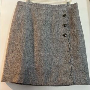 NWT Talbots petite Gray twill wool-mix pencil skirt w/encrusted printed buttons